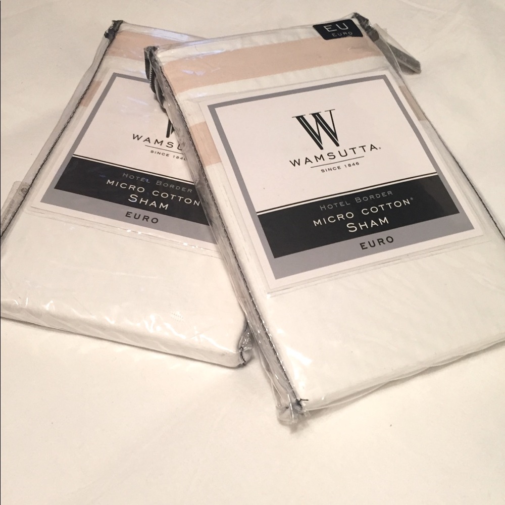 Wamsutta 2 euro shams hotel border wht/blush